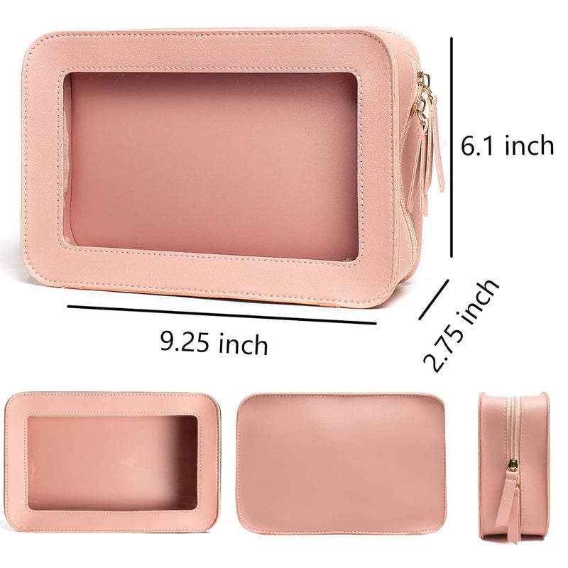 LETGO Clear Makeup Bags, TSA Approved Toiletry Bag with Zipper, Clear Makeup Organizer Fit Carry-on Travel Essentials,Clear Cosmetic Bags for Women Men (C-Pink) - Image 2